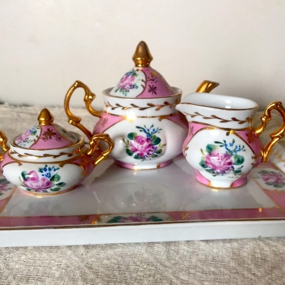Sold - Rare Vintage Limoges China Children’s Floral Tea Set - Picture 7 of 10